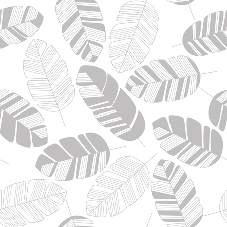 Seamless pattern with gray leaves on white background Illustration