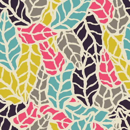 Seamless pattern with hand drawn natural leaves Illustration
