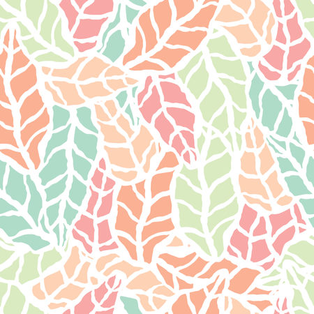 Seamless pattern with hand drawn natural leaves  Illustration