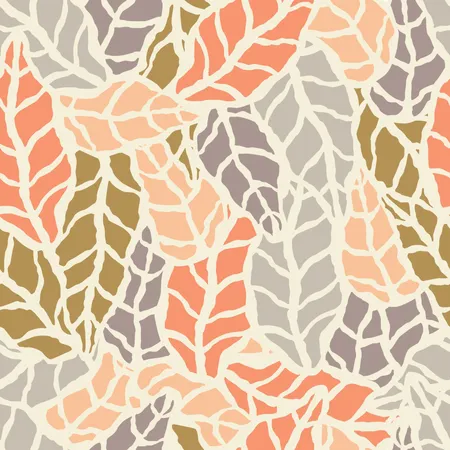 Seamless pattern with hand drawn natural leaves  Illustration