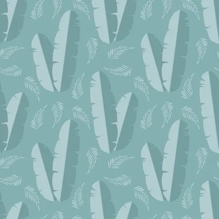 Seamless pattern with jungle palm leaves on blue background Illustration
