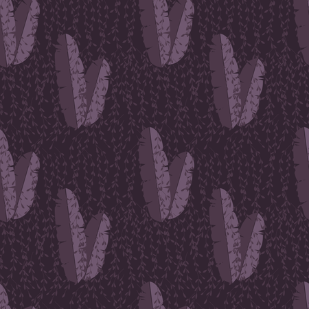 Seamless pattern with jungle palm leaves on purple background  Illustration