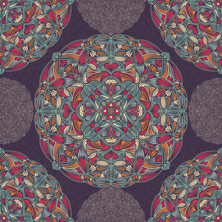 Seamless pattern with ornamental floral ethnic mandalas Illustration