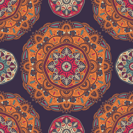 Seamless pattern with ornamental floral ethnic mandalas Illustration