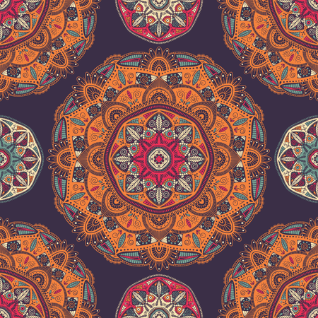 Seamless pattern with ornamental floral ethnic mandalas  Illustration