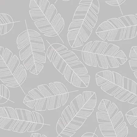 Seamless pattern with white leaves on gray background Illustration