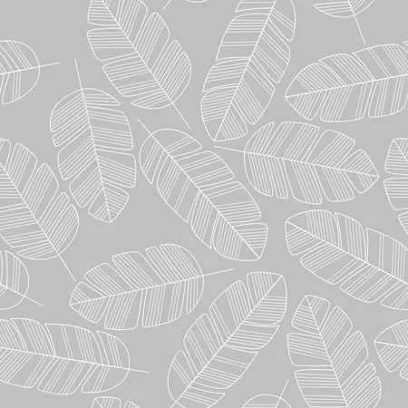 Seamless pattern with white leaves on gray background  Illustration