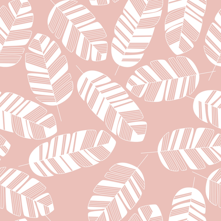 Seamless pattern with white leaves on pink background Illustration