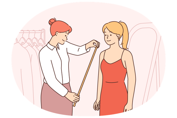 Seamstress measure client in atelier  Illustration
