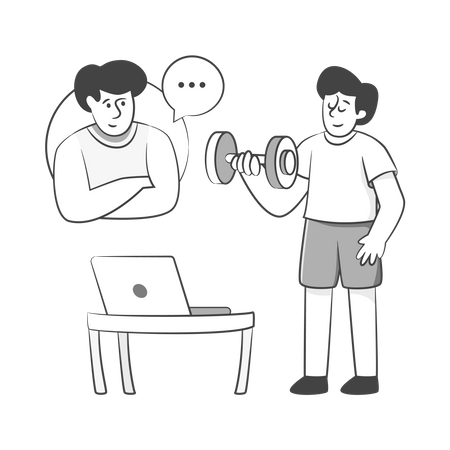 Séance de gym en ligne  Illustration