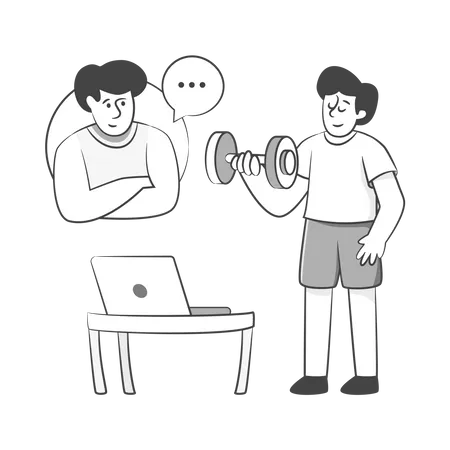 Séance de gym en ligne  Illustration