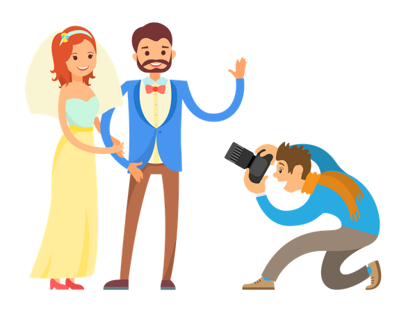 Séance photo de mariage des jeunes mariés par un photographe  Illustration