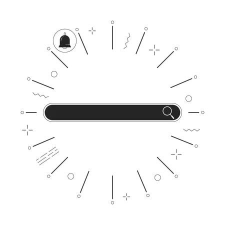 Search Bar With Notification Bell In Frame Black And White 2 D Line Cartoon Objects Web Browser Interface Isolated Vector Outline Item Software Development Monochromatic Flat Spot Illustration Illustration
