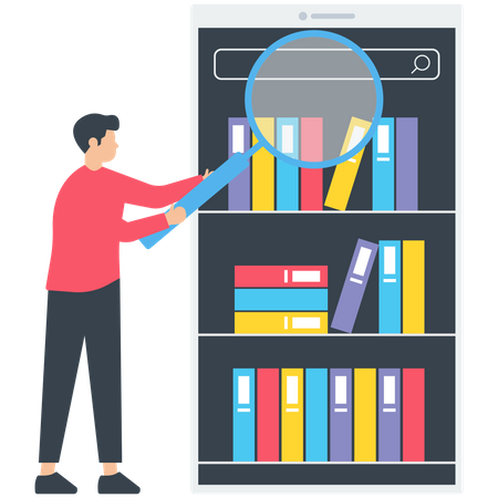 Search books from e-library  Illustration