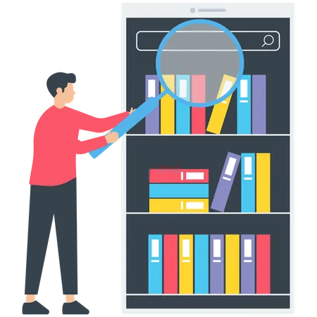 Search books from e-library  Illustration