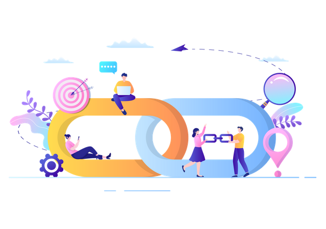 Search engine linked together  Illustration