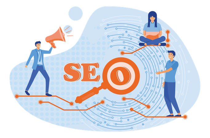 Search Engine Optimization And  Social Media To Engage Online User  Illustration