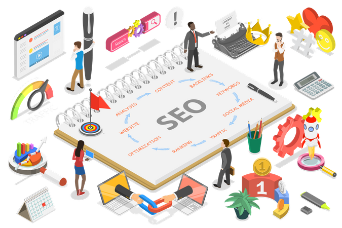 Search engine optimization steps  Illustration