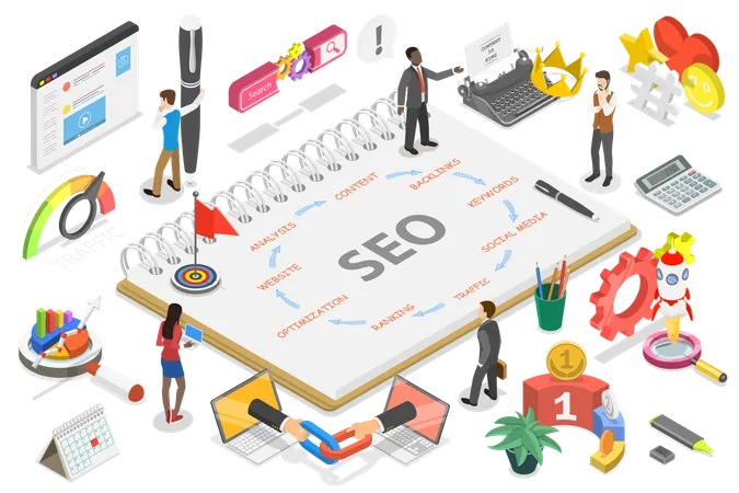 Search engine optimization steps  Illustration