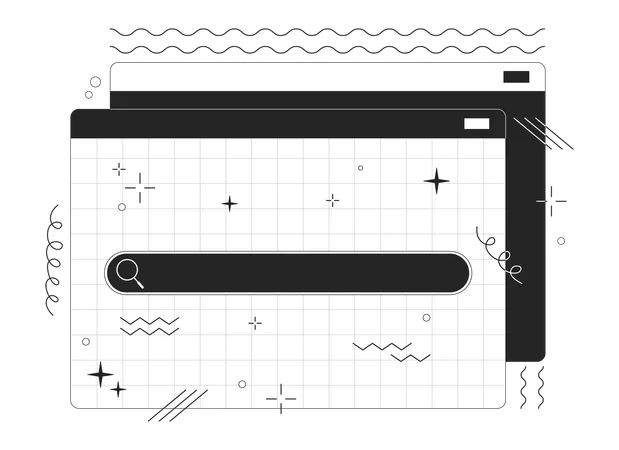 Search Field On Webpage Black And White 2 D Line Cartoon Objects Information On Internet Isolated Line Vector Element White Background Software Development Monochromatic Flat Spot Illustration Illustration