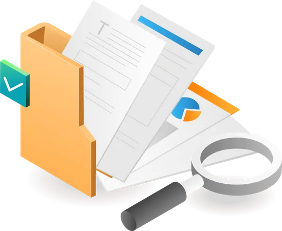 Search Select Business Data In Folder Illustration