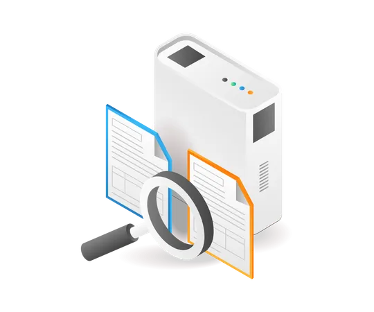 Search for document in server  Illustration