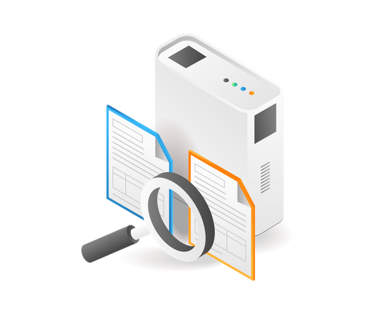 Search for document in server  Illustration