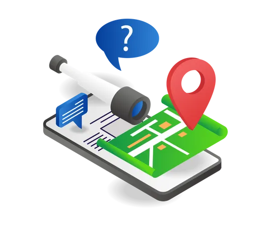 Search for location via app  Illustration