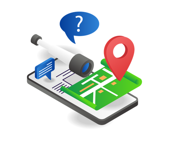 Search for location via app  Illustration