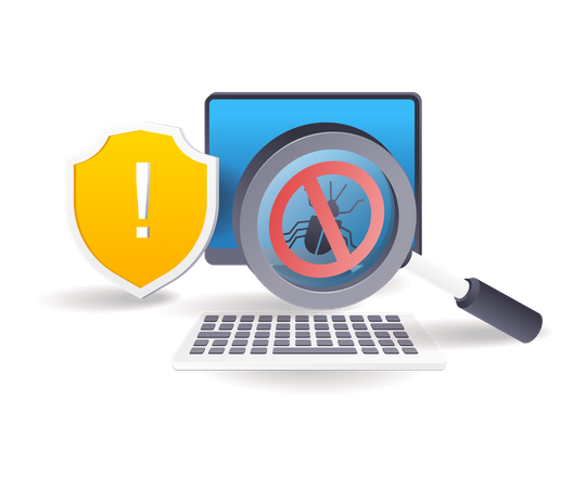 Search for malware viruses in computer systems  일러스트레이션