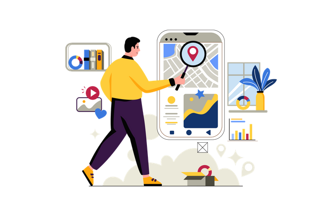 Search For Place Of Business  Illustration