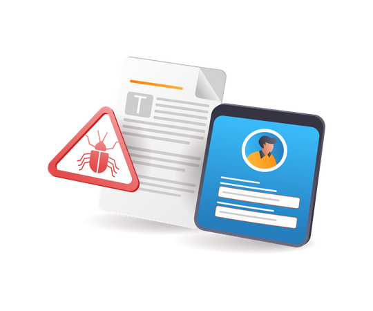 Search for viruses in personal data  일러스트레이션