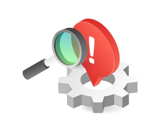 Search process gear symbol and get warning  Illustration