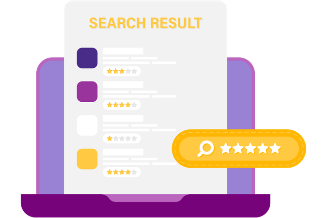 Search results with star rating  Illustration
