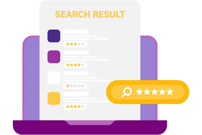 Search results with star rating  Illustration