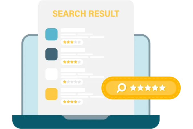 Search results with star rating  Illustration