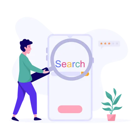 Trendy Flat Illustration Of Search The Web Mobile With Magnifier Illustration