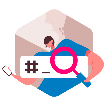 Search using hashtag on social media  Illustration