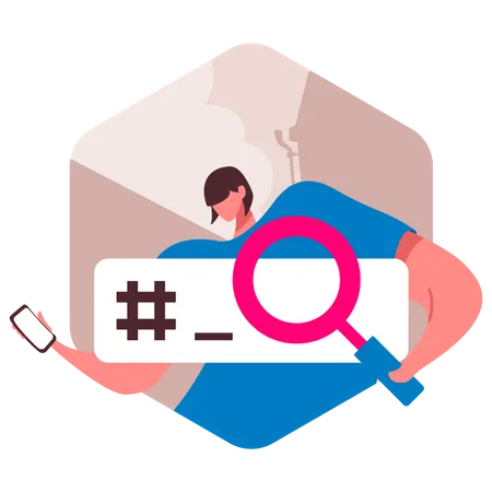 Search using hashtag on social media  Illustration