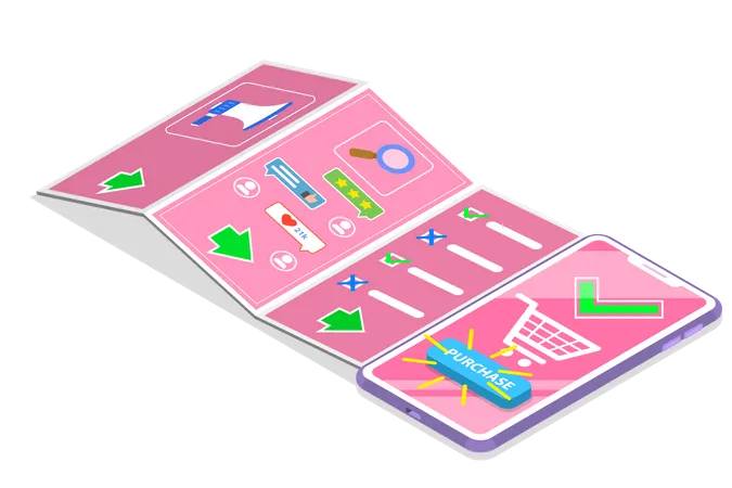 Isometric Flat Vector Concept Of Serching Customer Journey Map Digital Marketing Campaign Promotion Advertisment Mobile Advertising Illustration