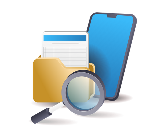 Searching data folder on smartphone  Illustration