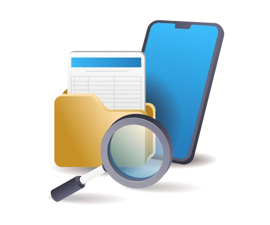 Searching data folder on smartphone  Illustration