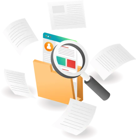 Searching For Data In A Folder Illustration