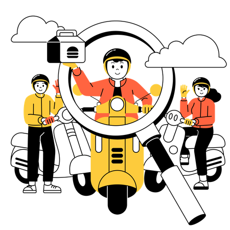 Searching food delivery driver  Illustration