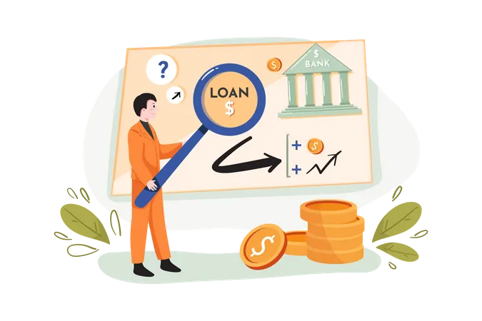 Searching for business loan Illustration