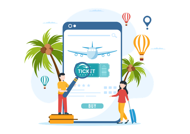 Searching for flight in mobile app  Illustration