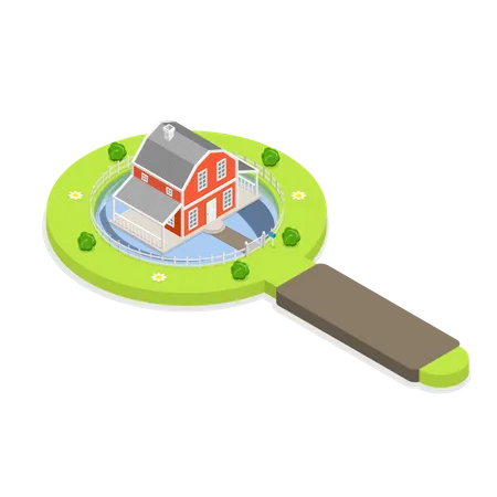 Real Estate Search Flat Isometric Vector Concept Illustration