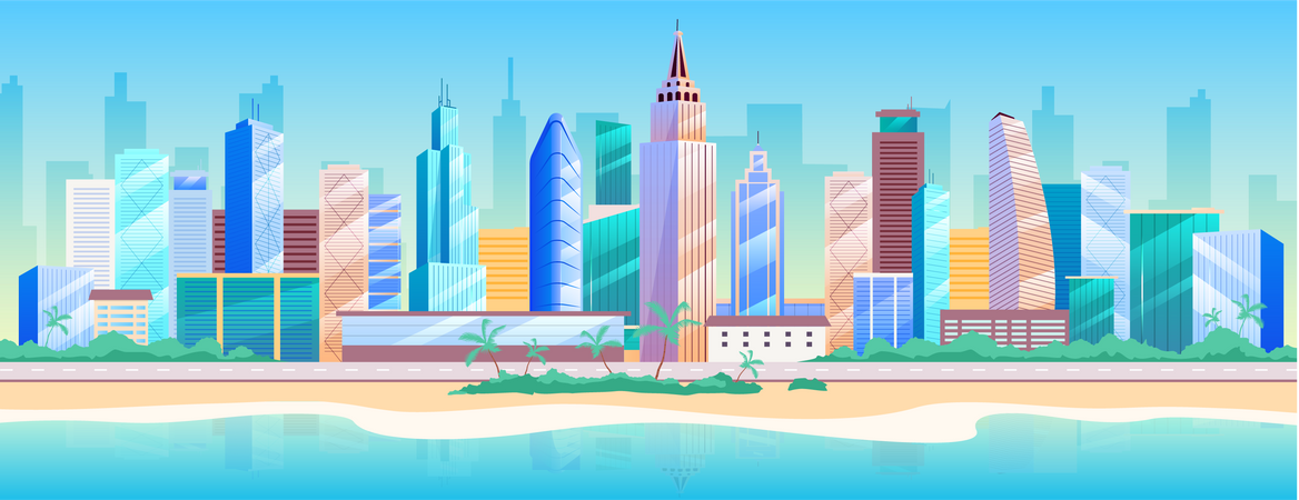 Seaside metropolis  Illustration