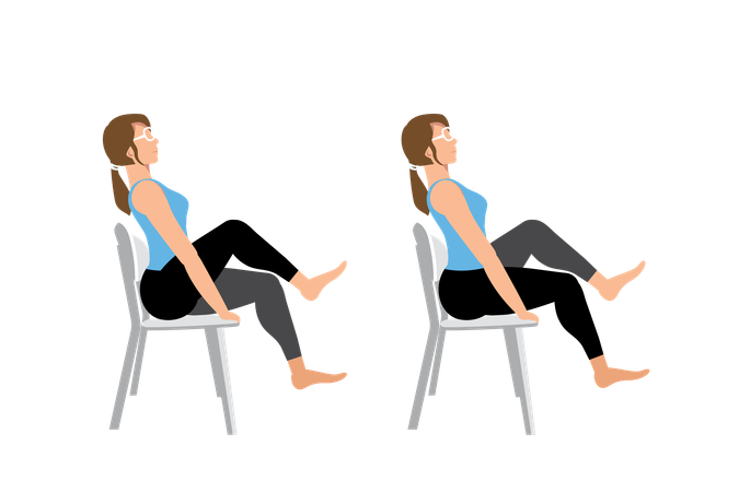 Seated bicycle crunches  Illustration