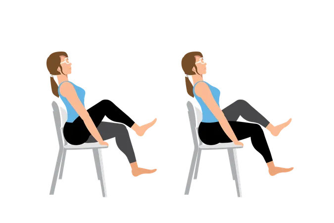 Seated bicycle crunches  Illustration